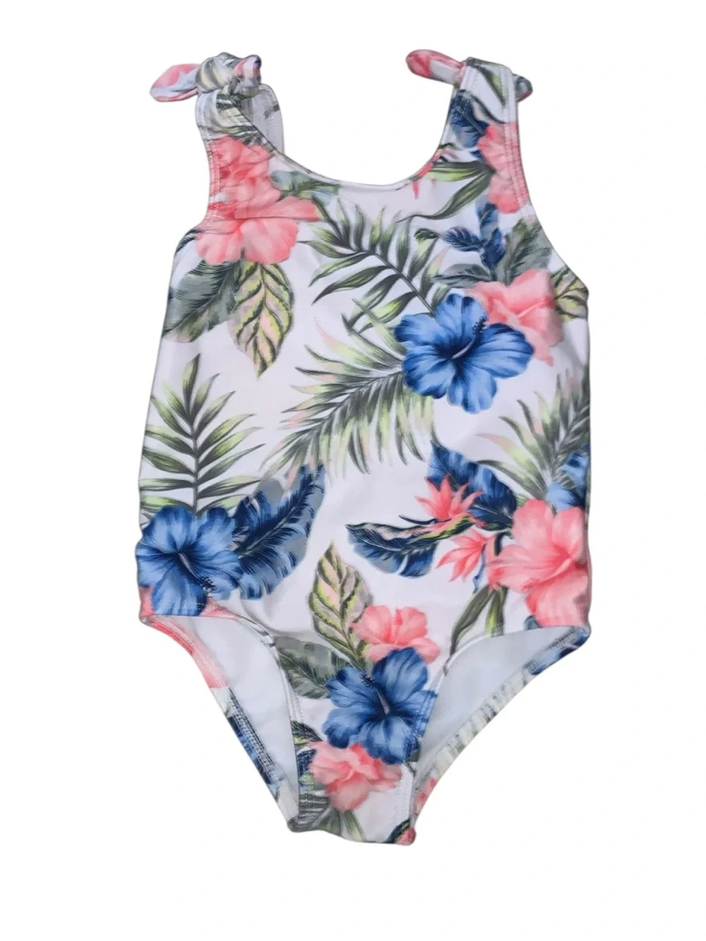 Wonder Nation 3T Girls White Floral One-Piece Swimsuit
